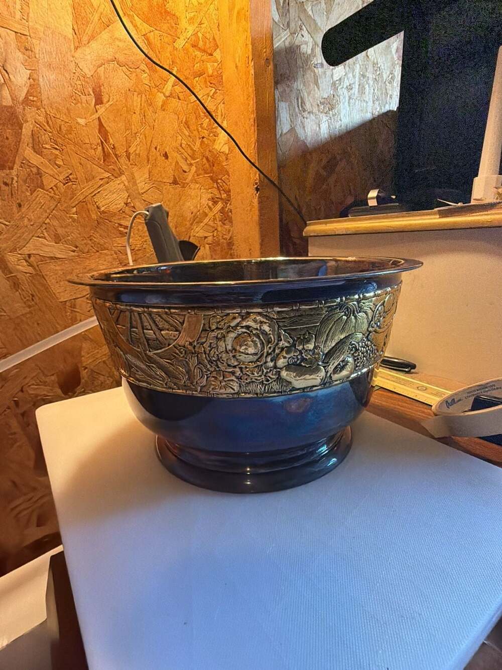 The Franklin Mint 1977 Limited Edition Harvest Bowl Silver Plate with 24k Gold A